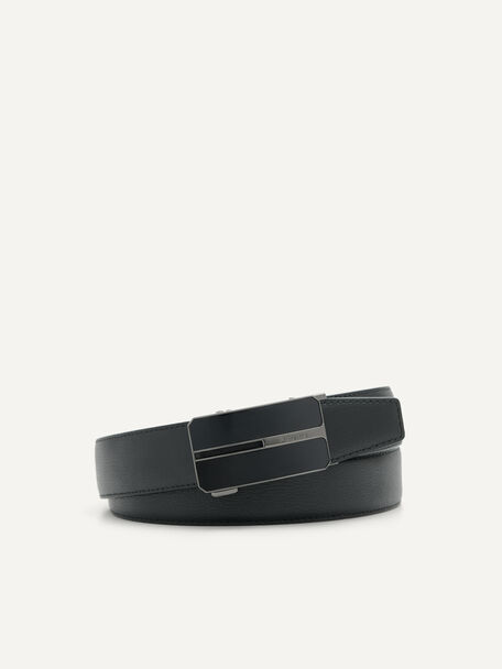 Embossed Leather Automatic Belt, Black