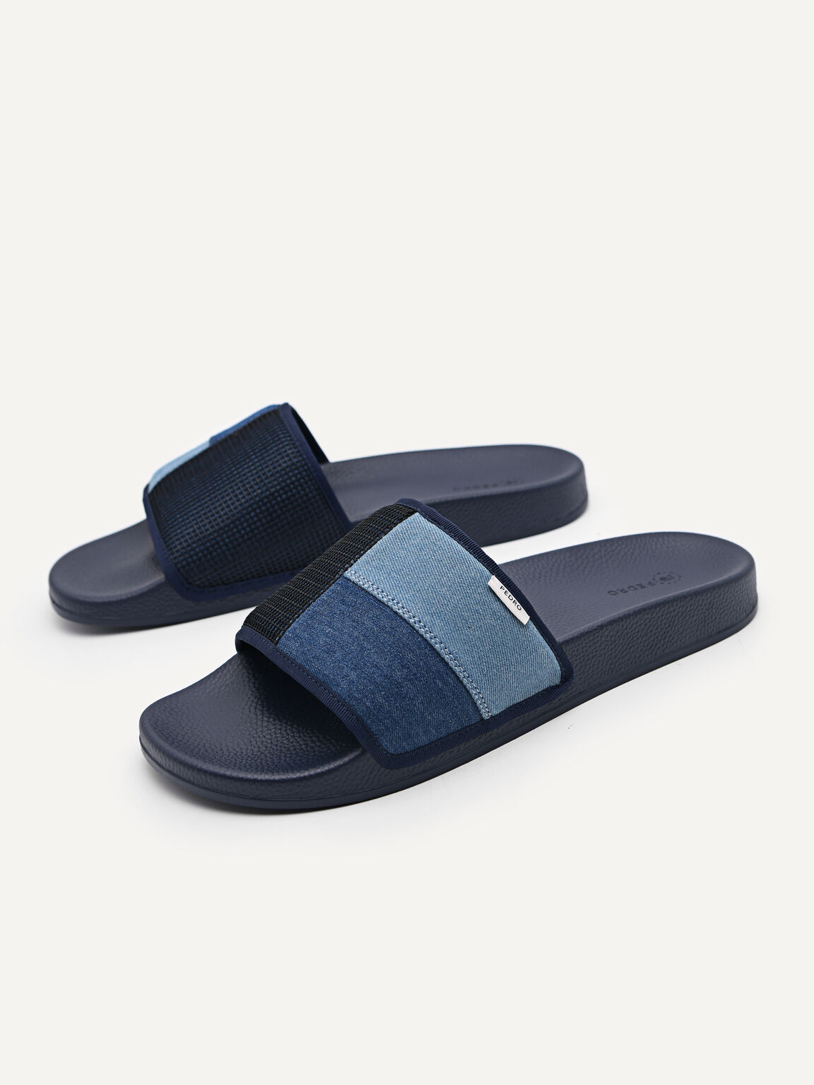 Denim Slide Sandals, Navy