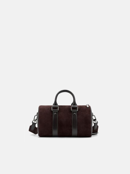 Gene Crossbody Bag, Espresso Brown Suede