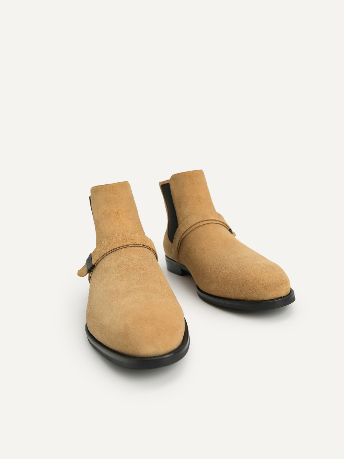Suede Strapped Boots, Sand