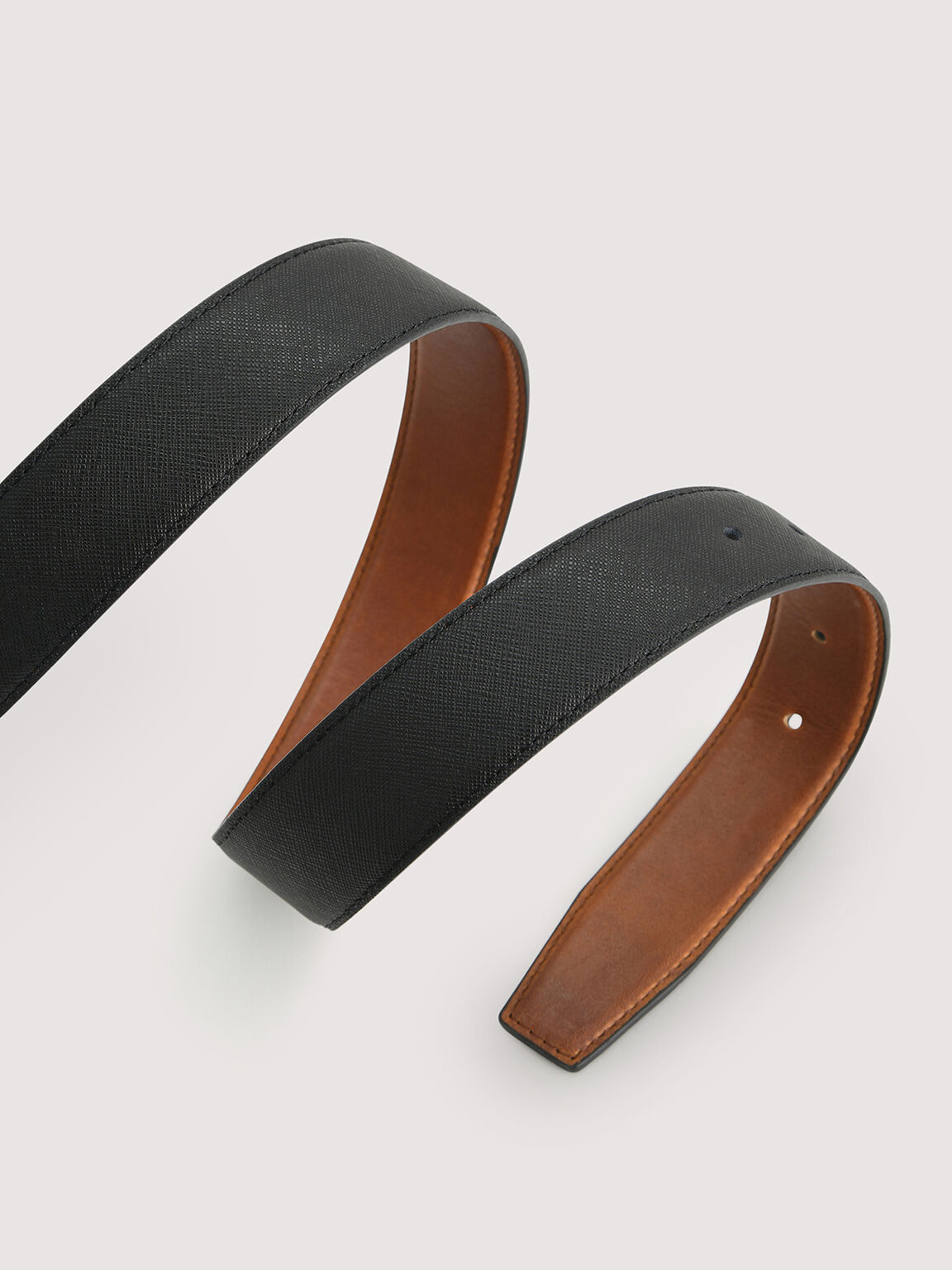 Reversible Tang Leather Belt, Black, hi-res