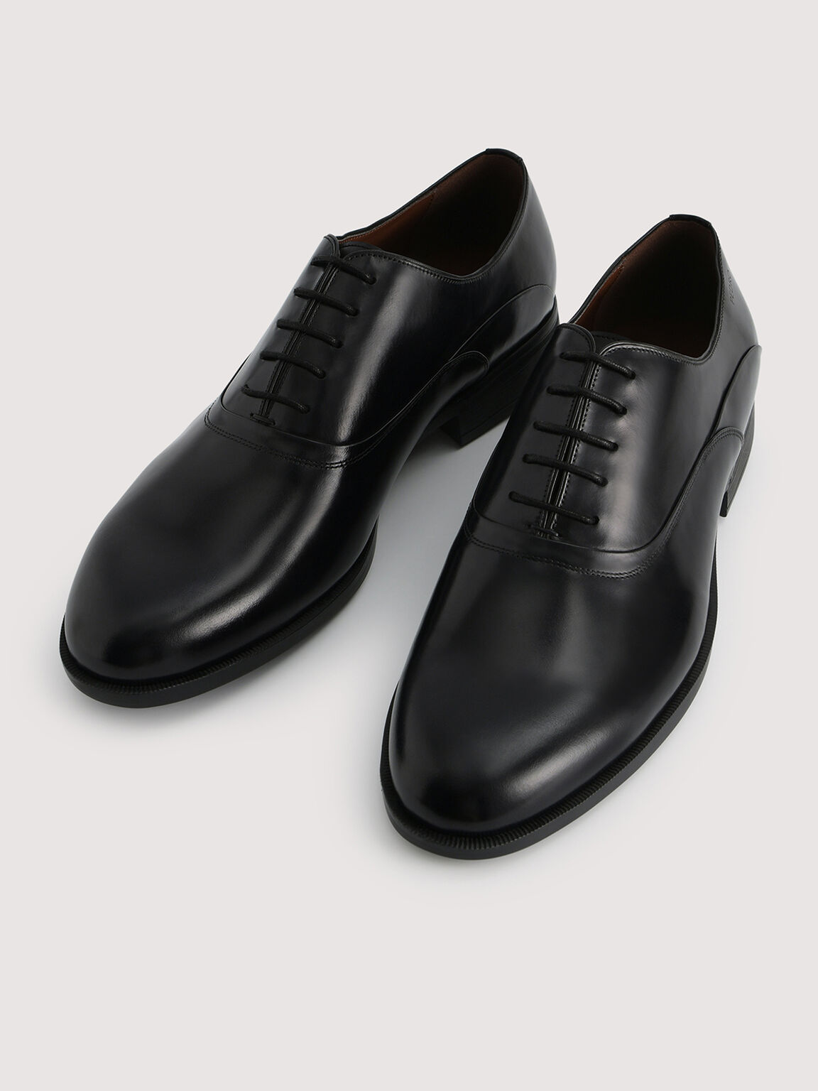 Lightweight Leather Oxford Shoes, Black, hi-res
