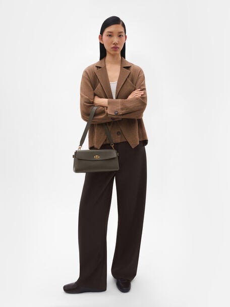 Emory Leather Shoulder Bag, Dark Olive