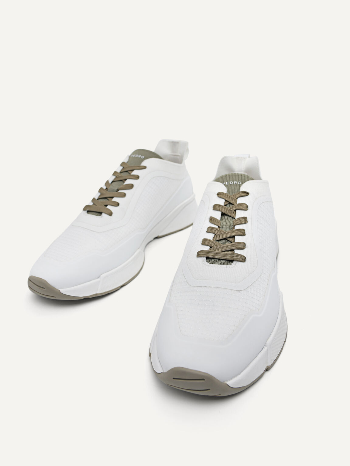 針織厚底運動鞋, 白色