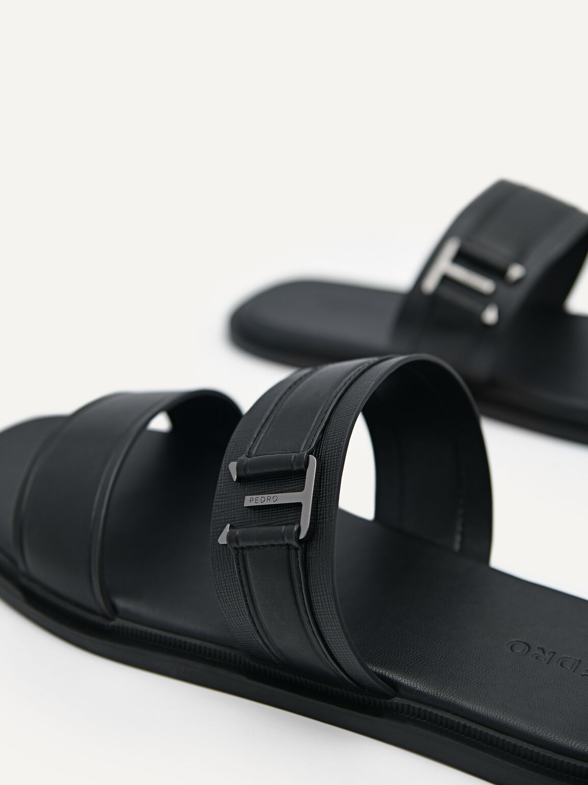 Band Slide Sandals, Black