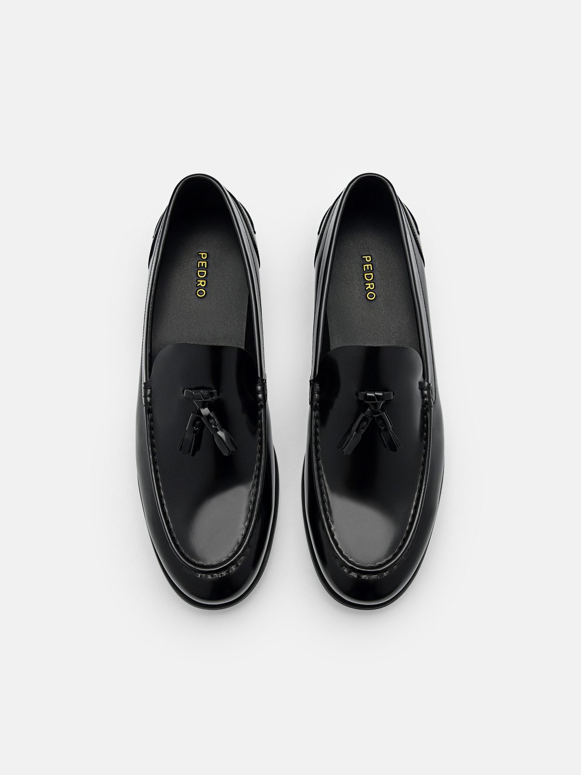 Leather Tassel Loafers, Black