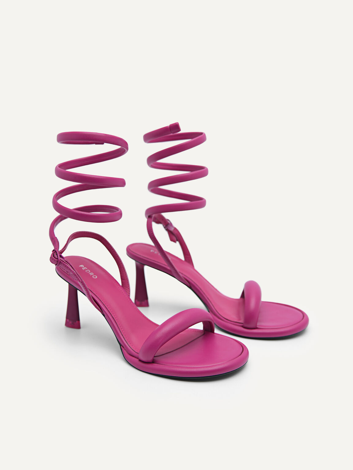 Terrazo Heels with Detachable Coil Strap, Berry