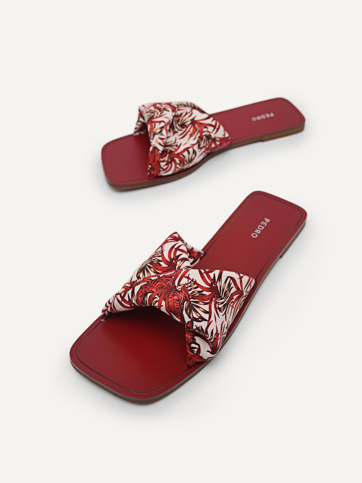 Printed Twisted Strap Sandals, Red, hi-res