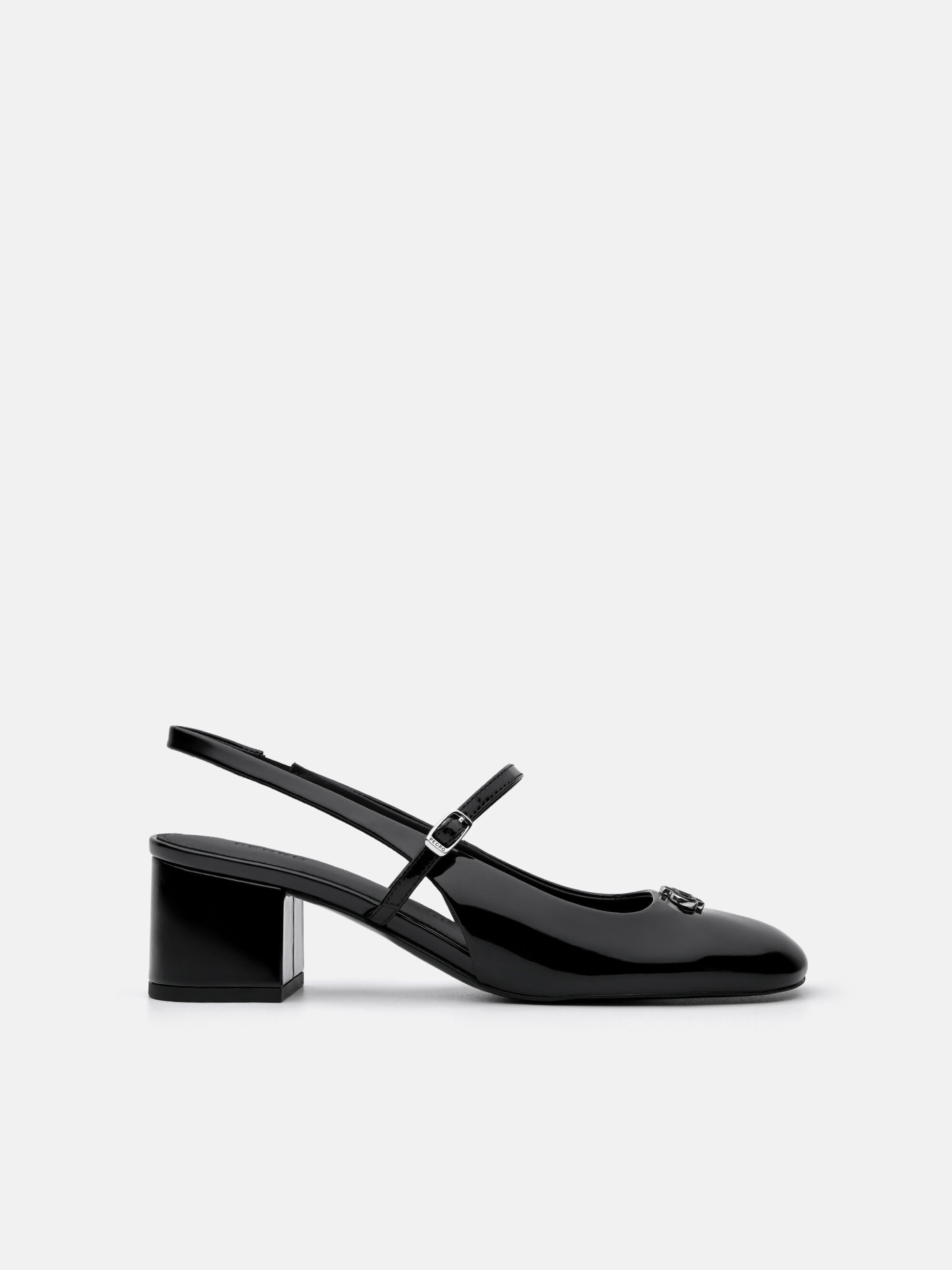 Black PEDRO Studio Patent Leather Slingback Pumps - PEDRO US