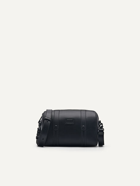 Monochrome Crossbody Bag with Charm, Black, hi-res