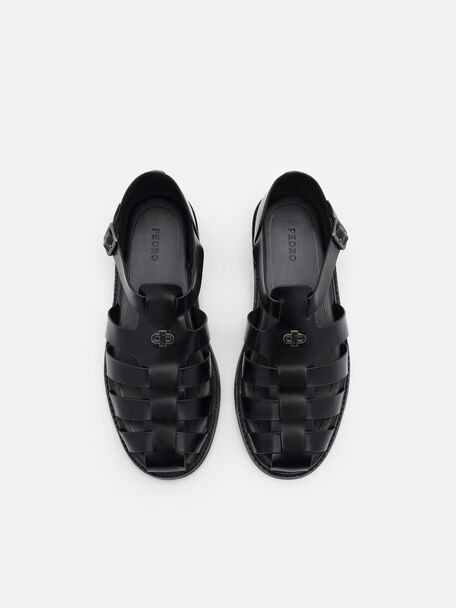 Brent Leather Sandals, Black