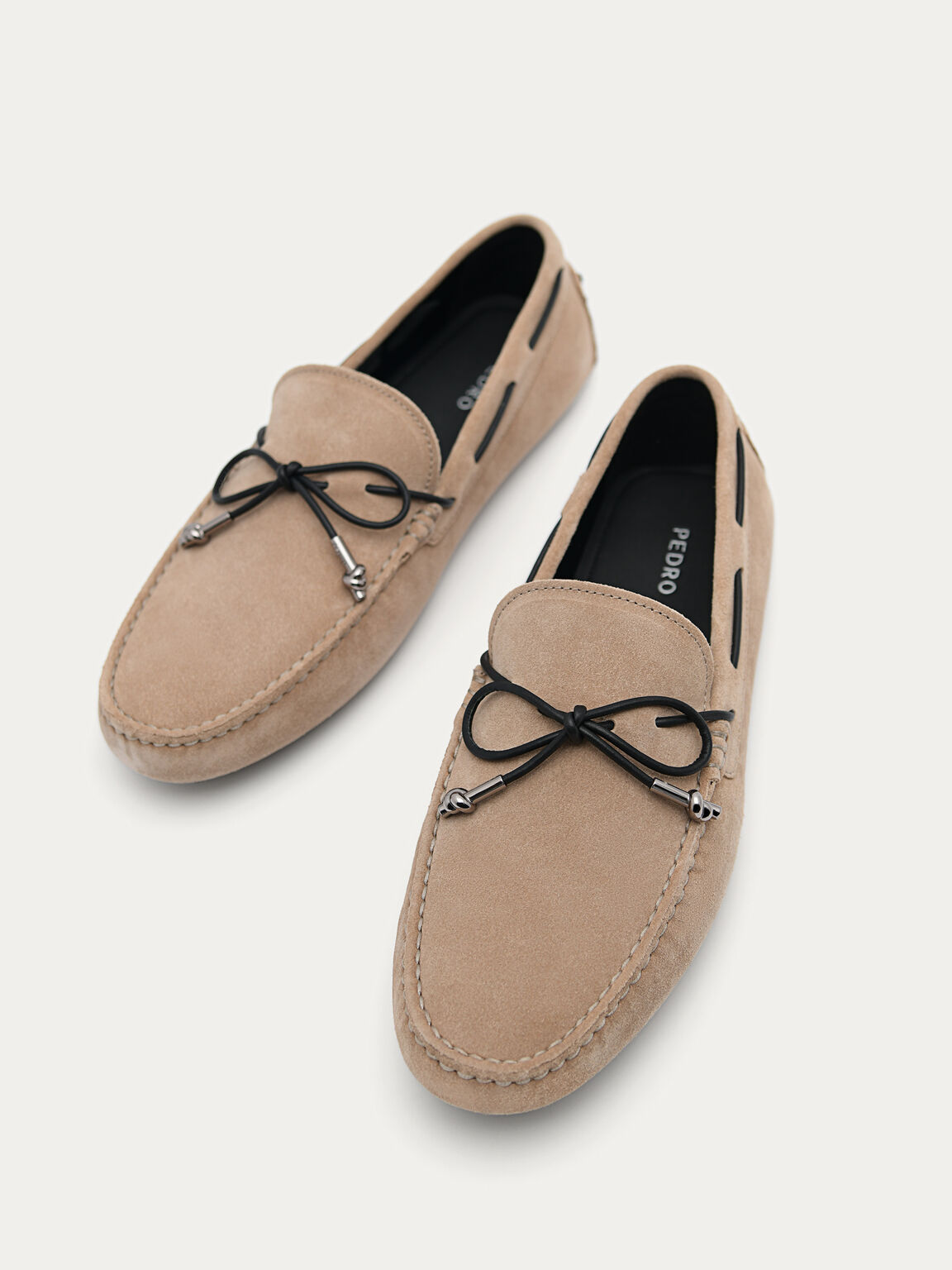 Suede Moccasins with Metal-dipped Laces, Sand