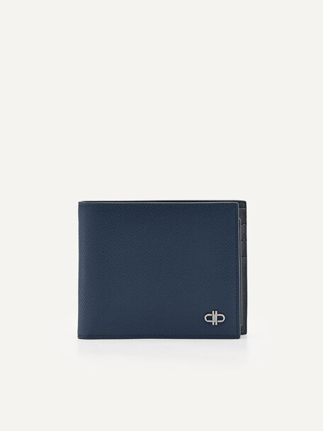 Leather Bi-Fold Wallet With Insert, Navy