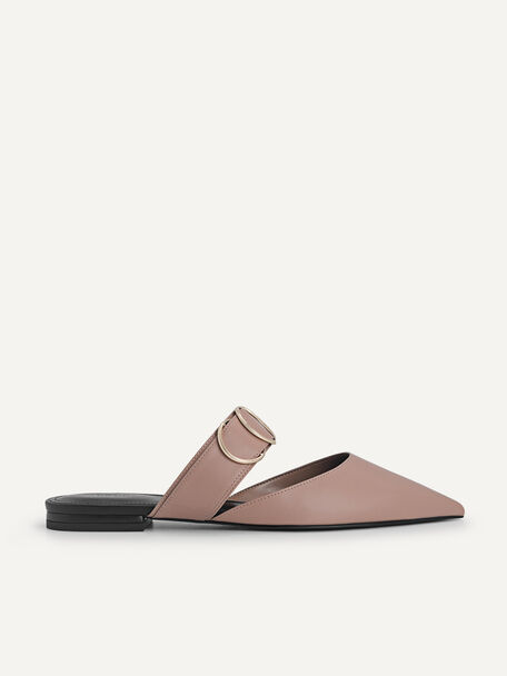 Pointed Slip-on Mules, Nude