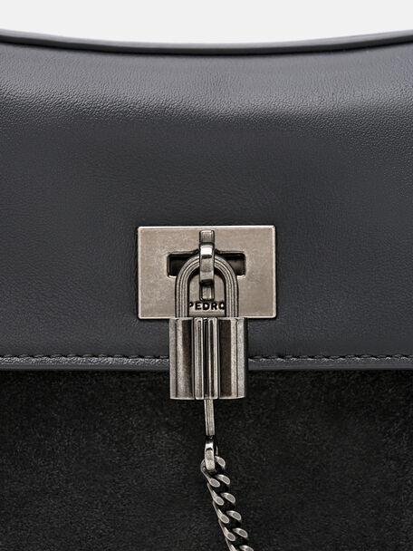 Mirelle Leather Shoulder Bag, Dark Grey
