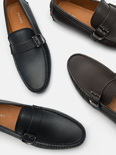 Helix Leather Driving Shoes, Dark Brown