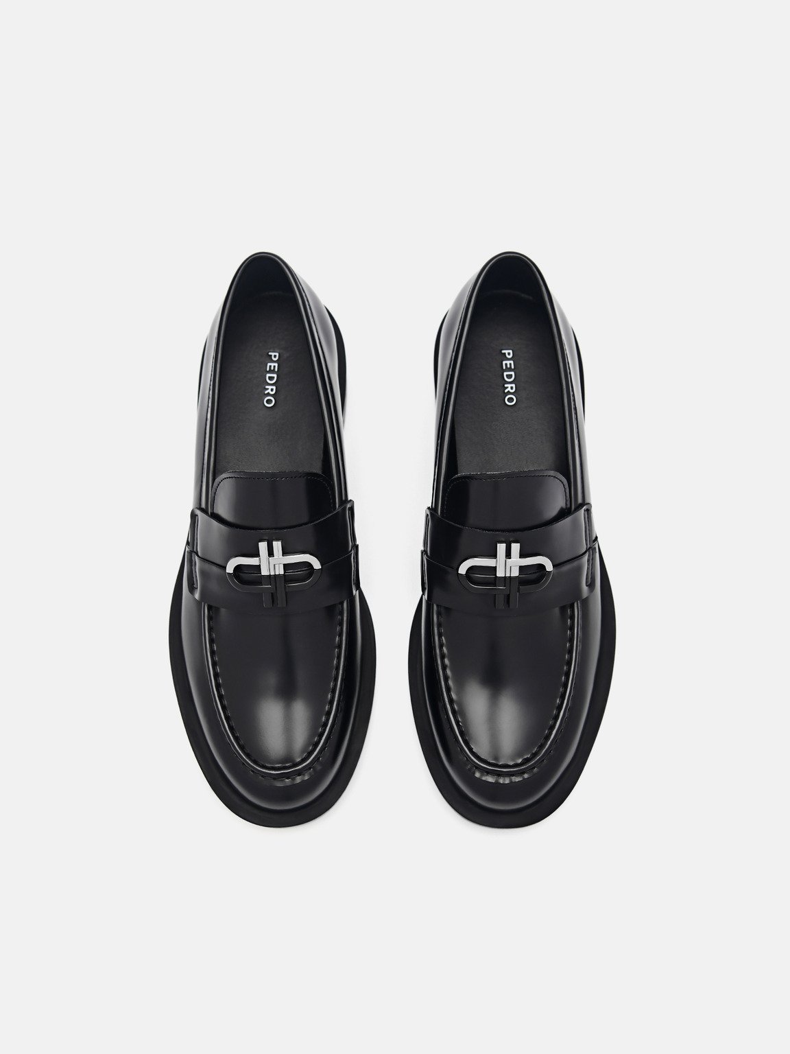 PEDRO標誌皮革樂福鞋, 黑色