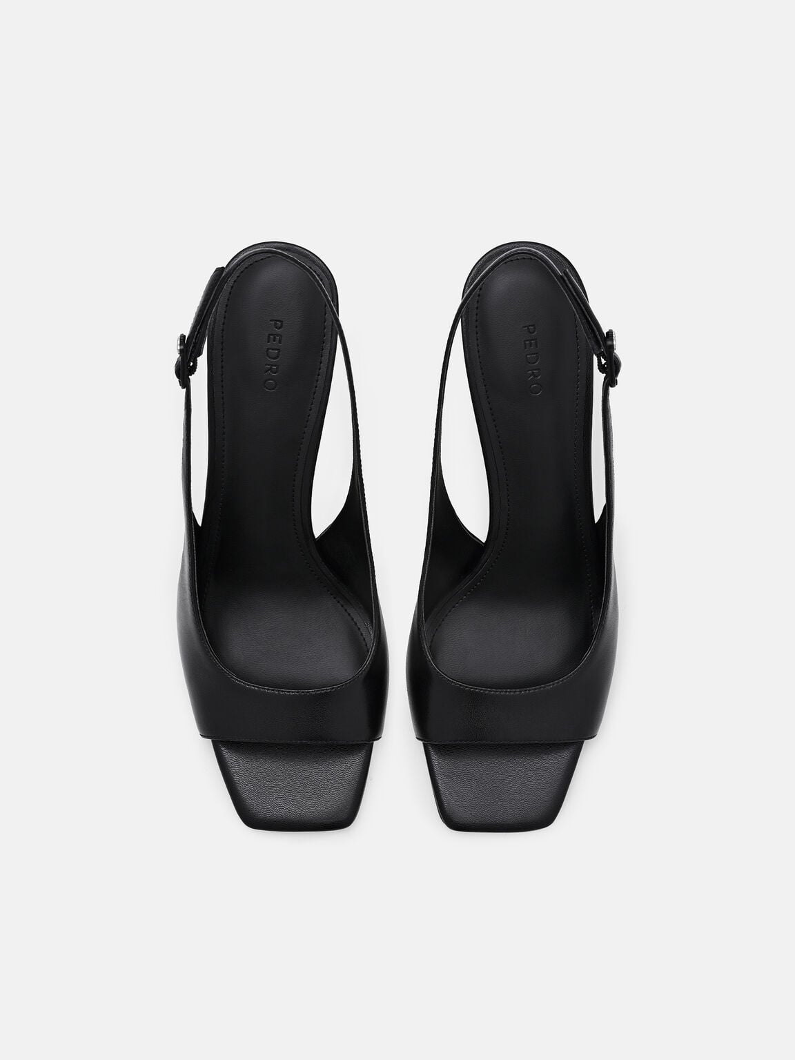 Marina Leather Heel Sandals, Black