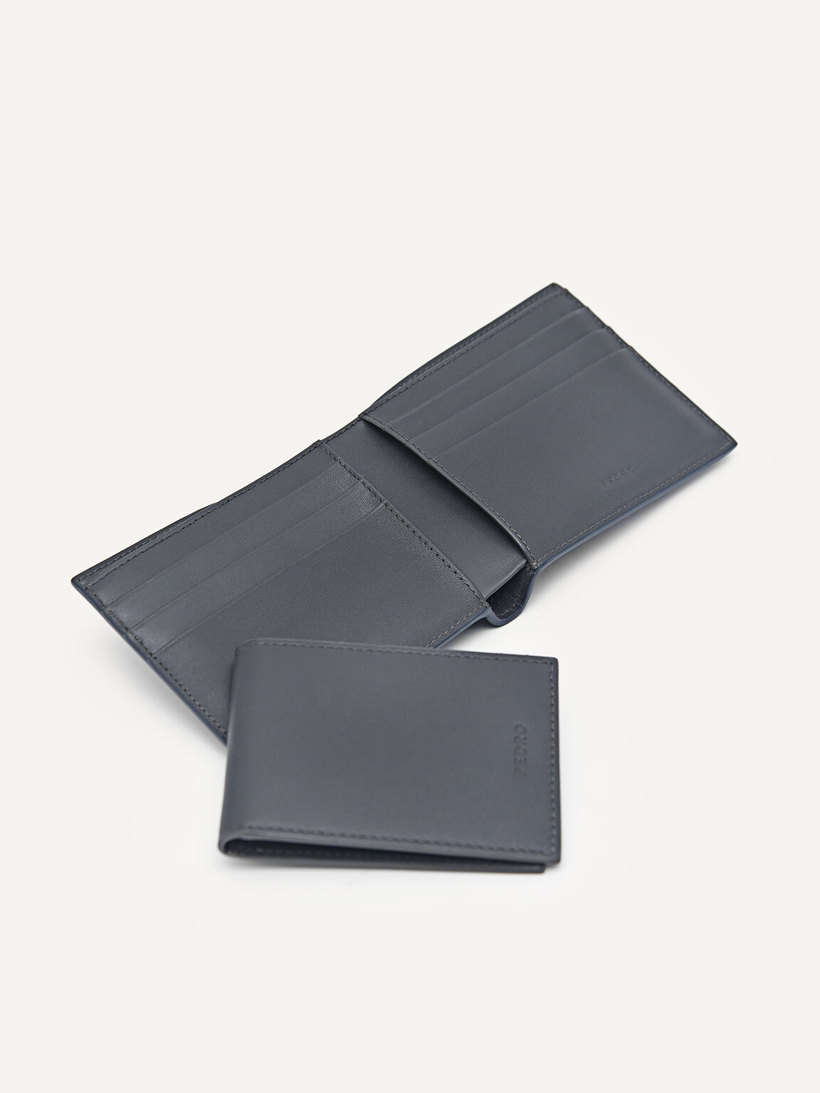 Leather Bi-Fold Wallet With Insert, Navy