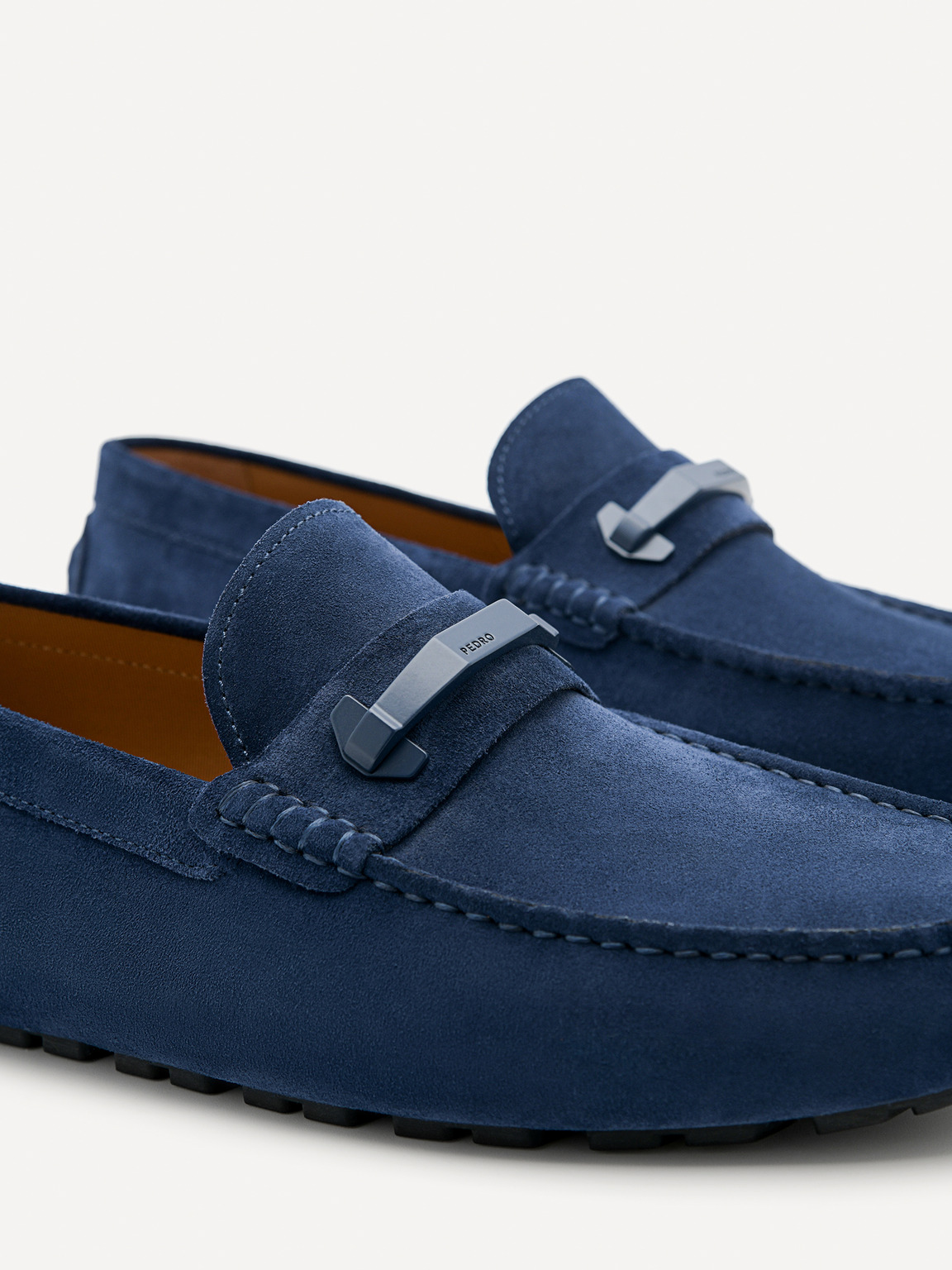 Leather Hardware Driving Shoes, Navy