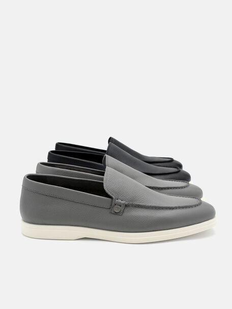 Oliver Tumbled Leather Loafers, Grey Tumble