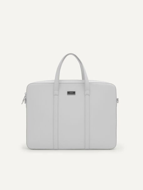 Allen Leather Briefcase, Light Grey