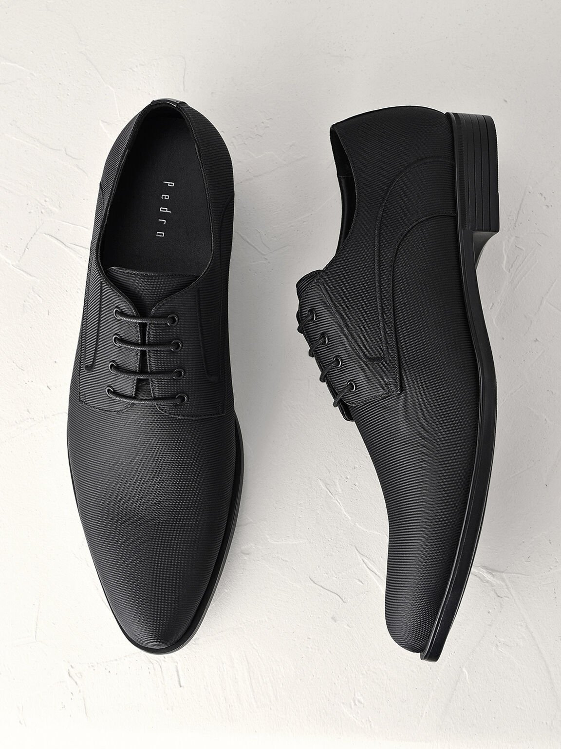 Pointed Toe Derby Shoes, Black, hi-res