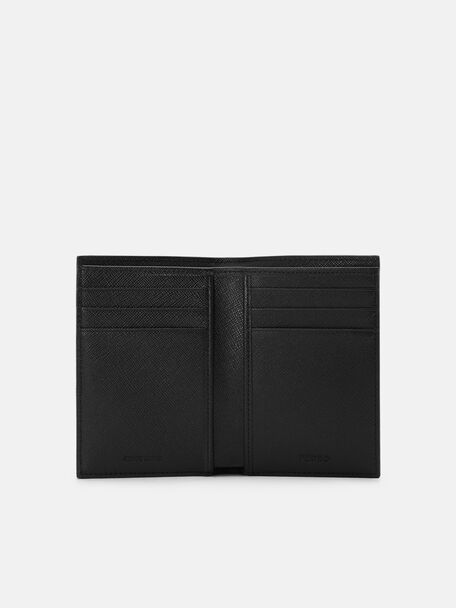 Saffiano Leather Long Card Holder, Black