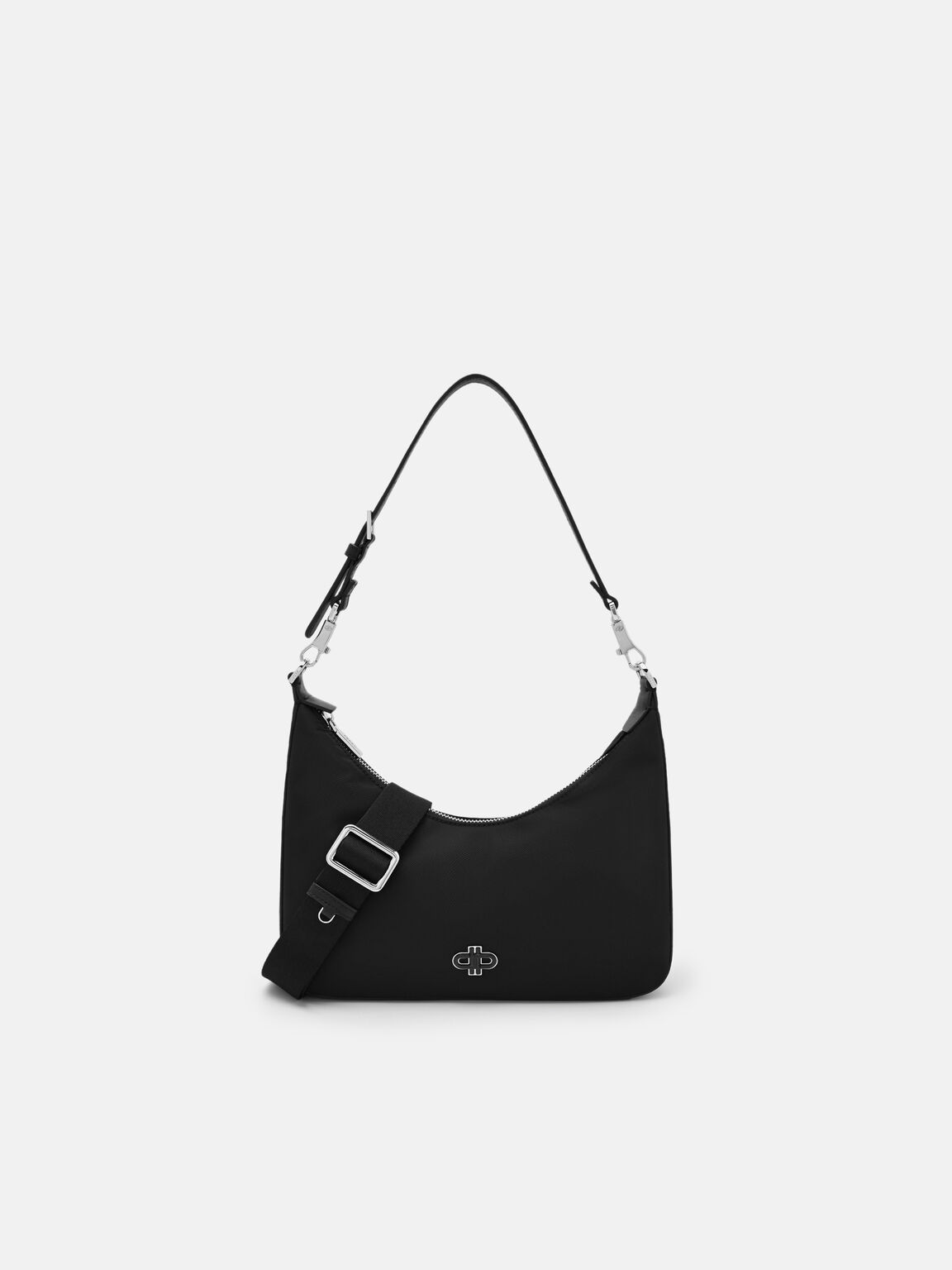 Keri Nylon Hobo Bag, Black Nylon
