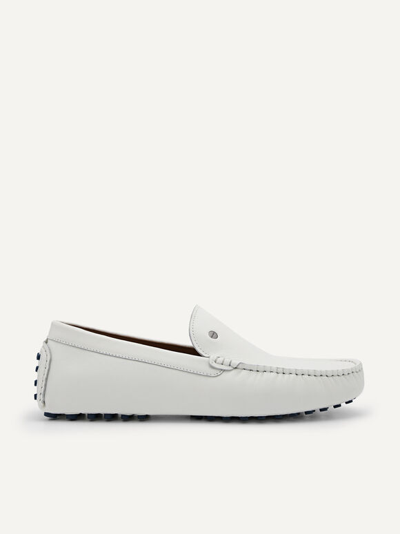 Oliver Leather Moccasins, White