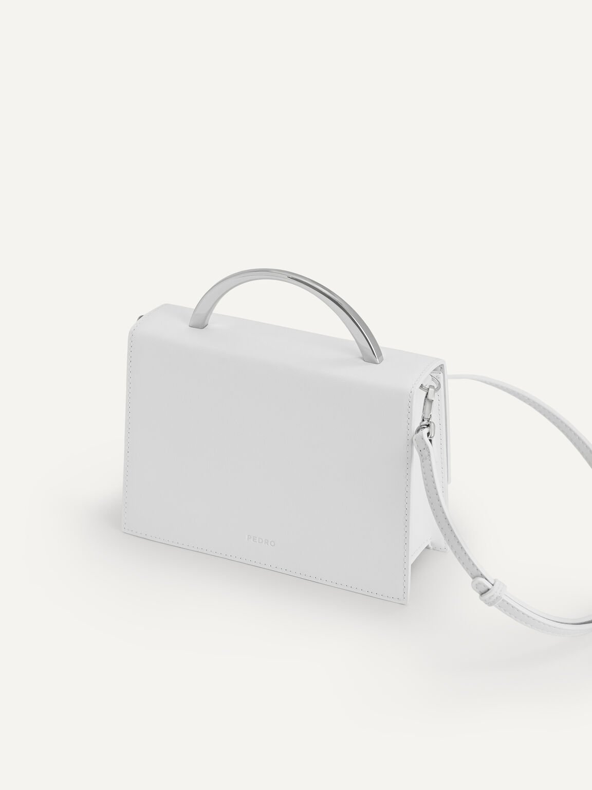 Artemis Leather Top Handle Bag, White