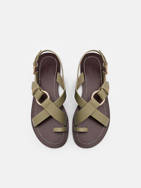 Roe Leather Backstrap Sandals, Olive