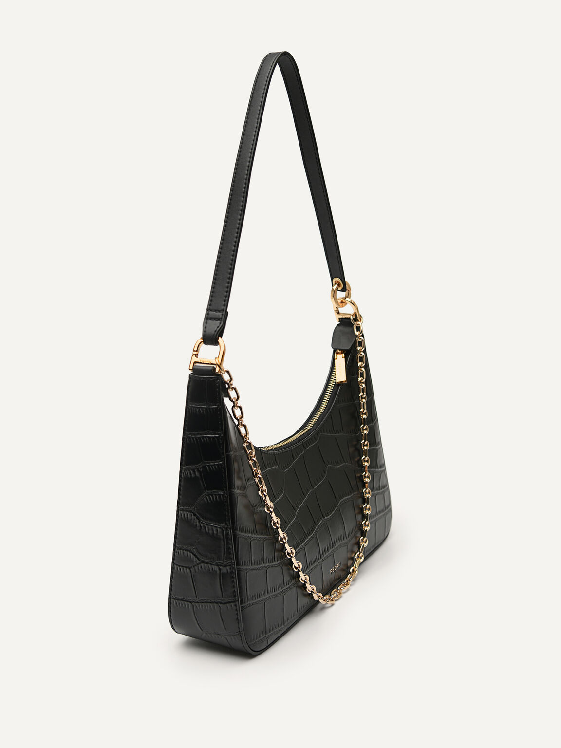 PEDRO Studio Bardot Leather Shoulder Bag, Black
