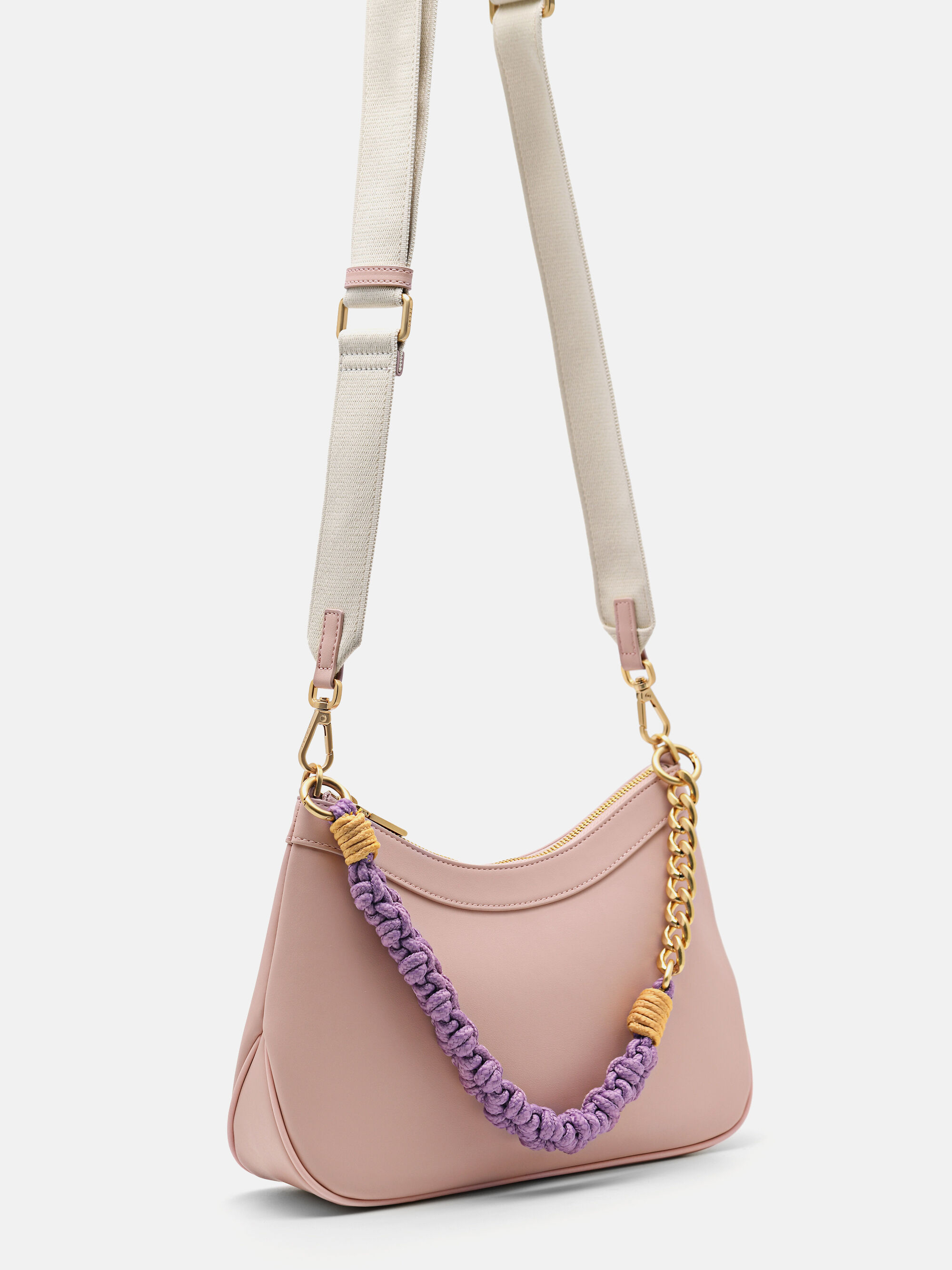 Light Pink Slouchy Shoulder Bag with 