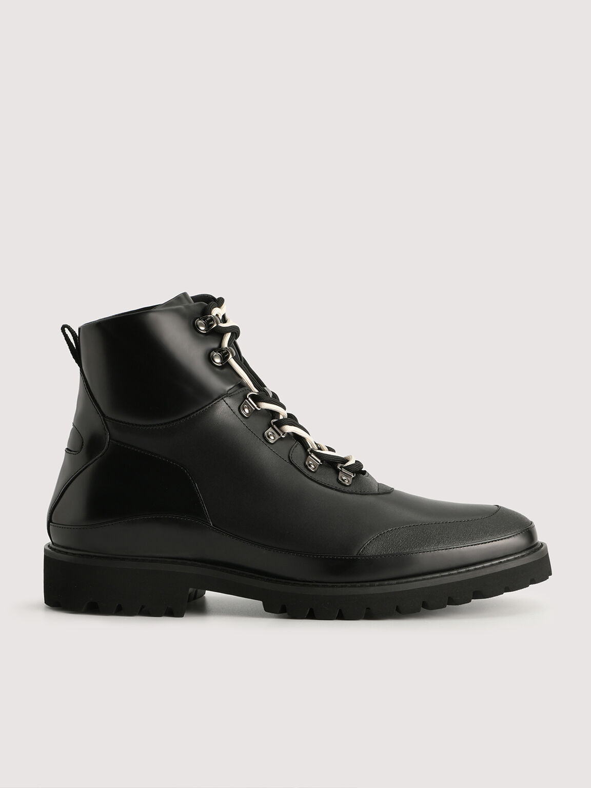 皮革戰鬥靴, 黑色, hi-res