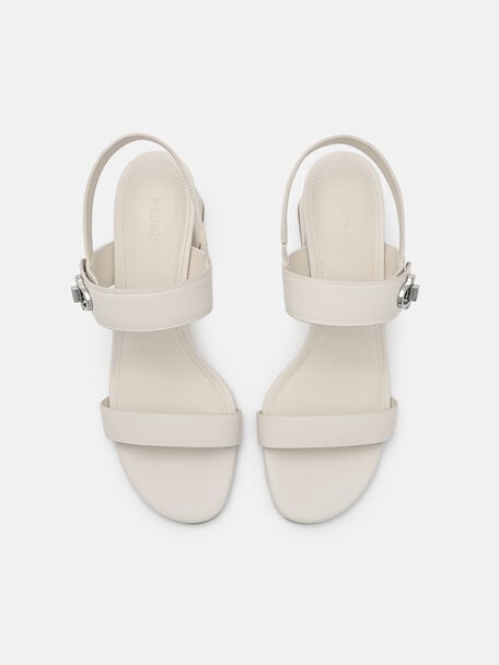Sienna Leather Heel Sandals, Chalk