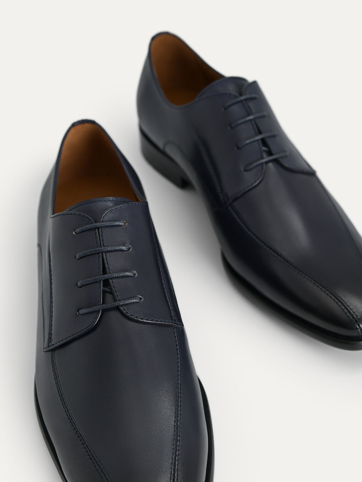 Leather Derby Shoes, Navy, hi-res
