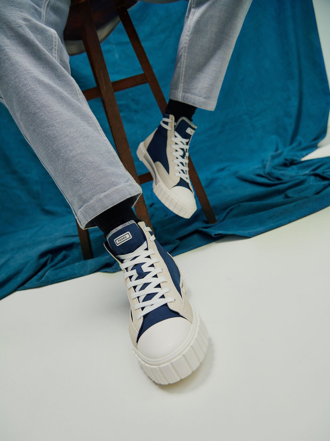 Beat Lace-Up Sneakers, Navy, hi-res