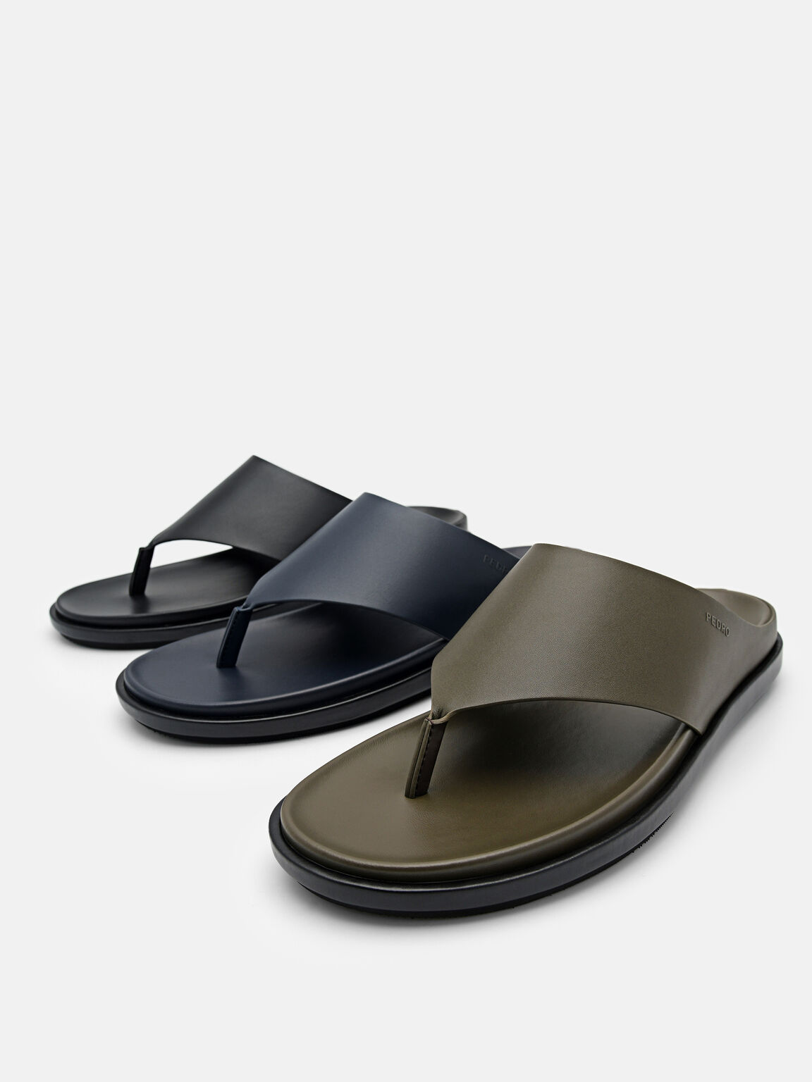 Microfiber Thong Sandals, Olive