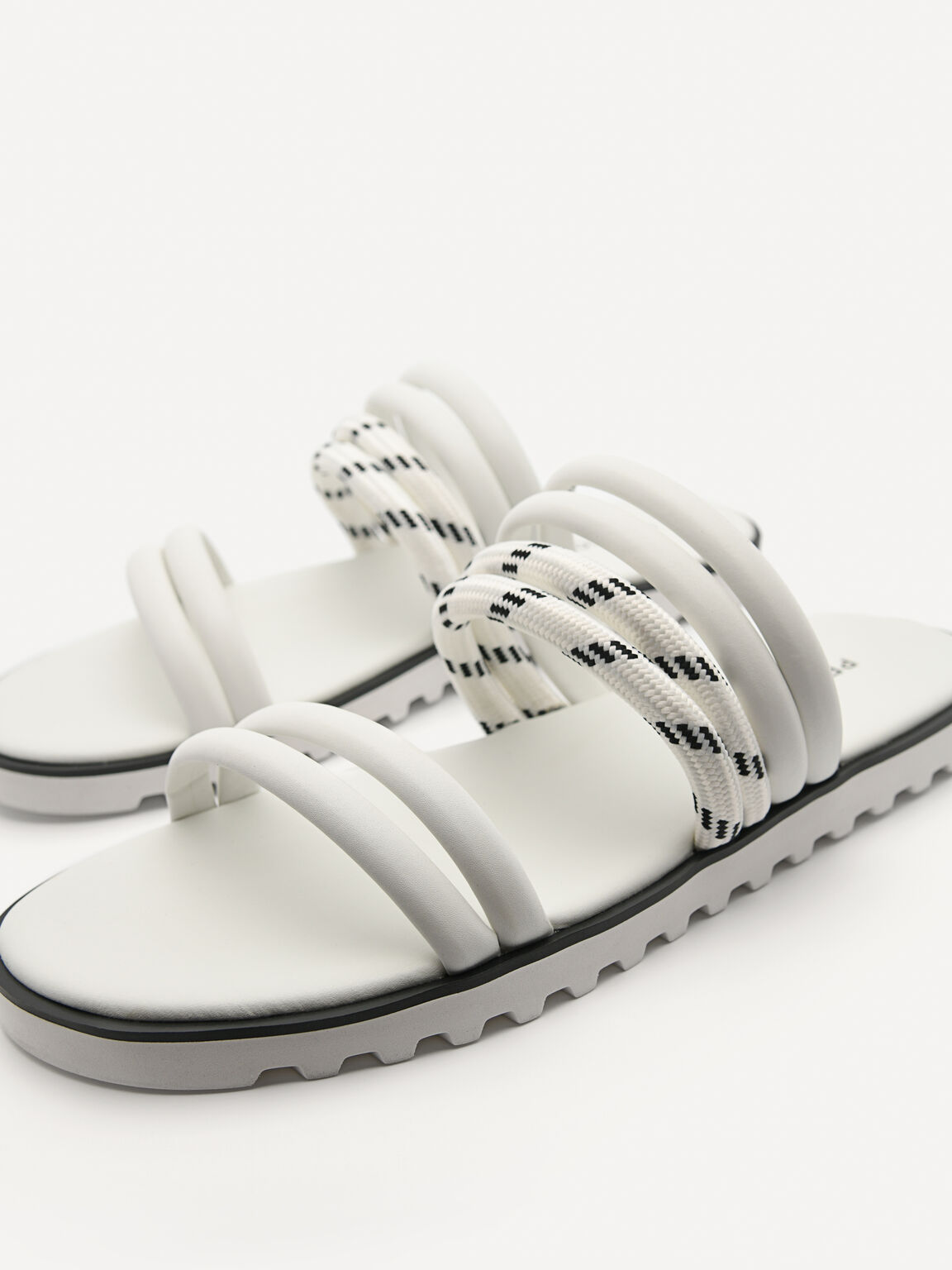 Cord Slide Sandals, White