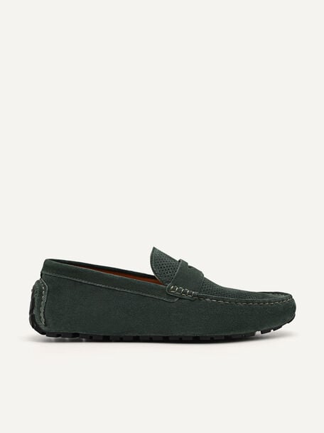 Leather Moccasin, Military Green