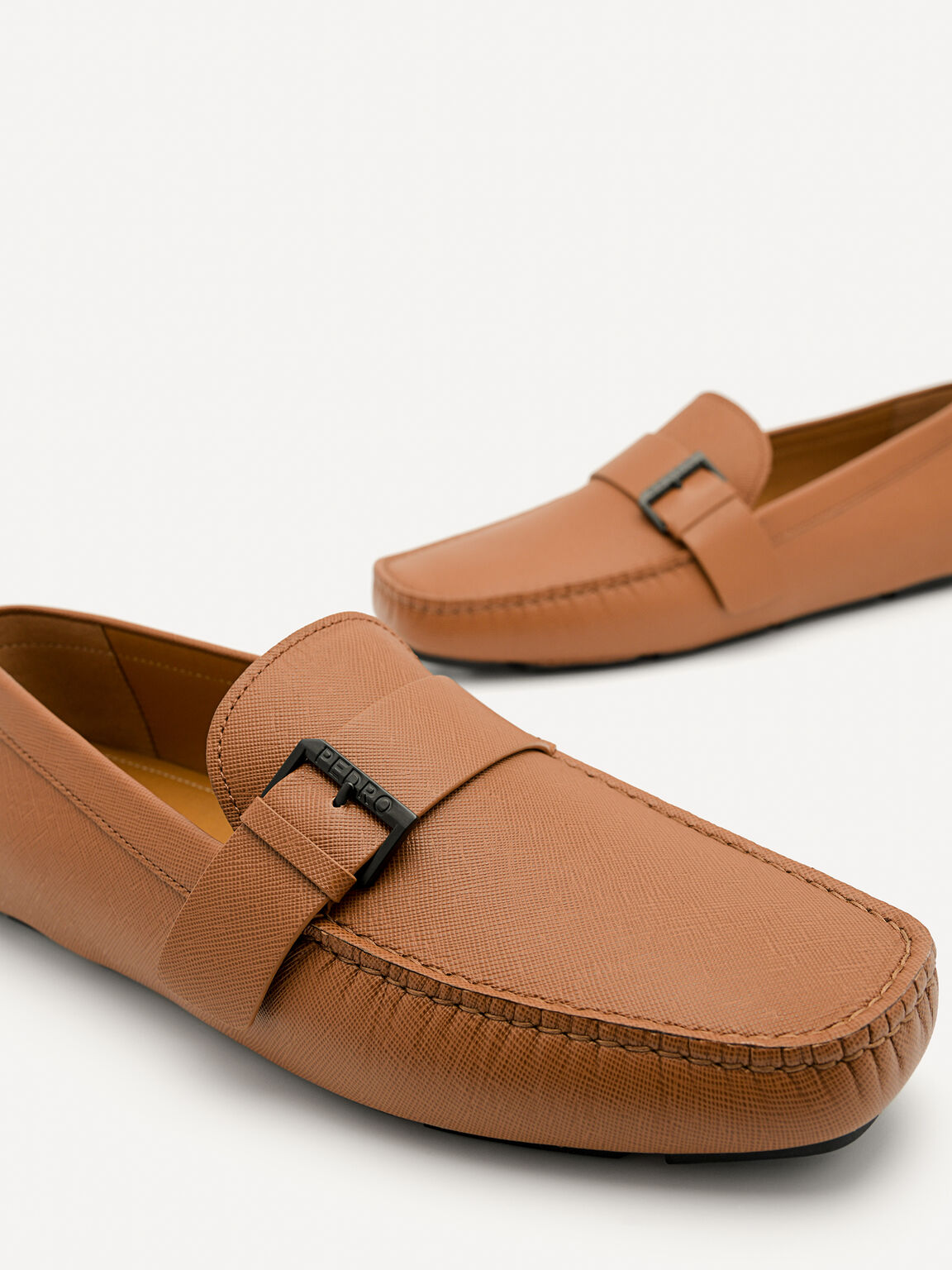 Leather Strap Moccasins, Brown