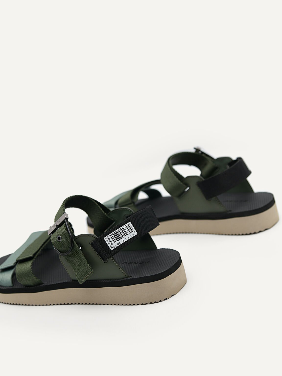 Strap Barcode Sports Sandals, Military Green