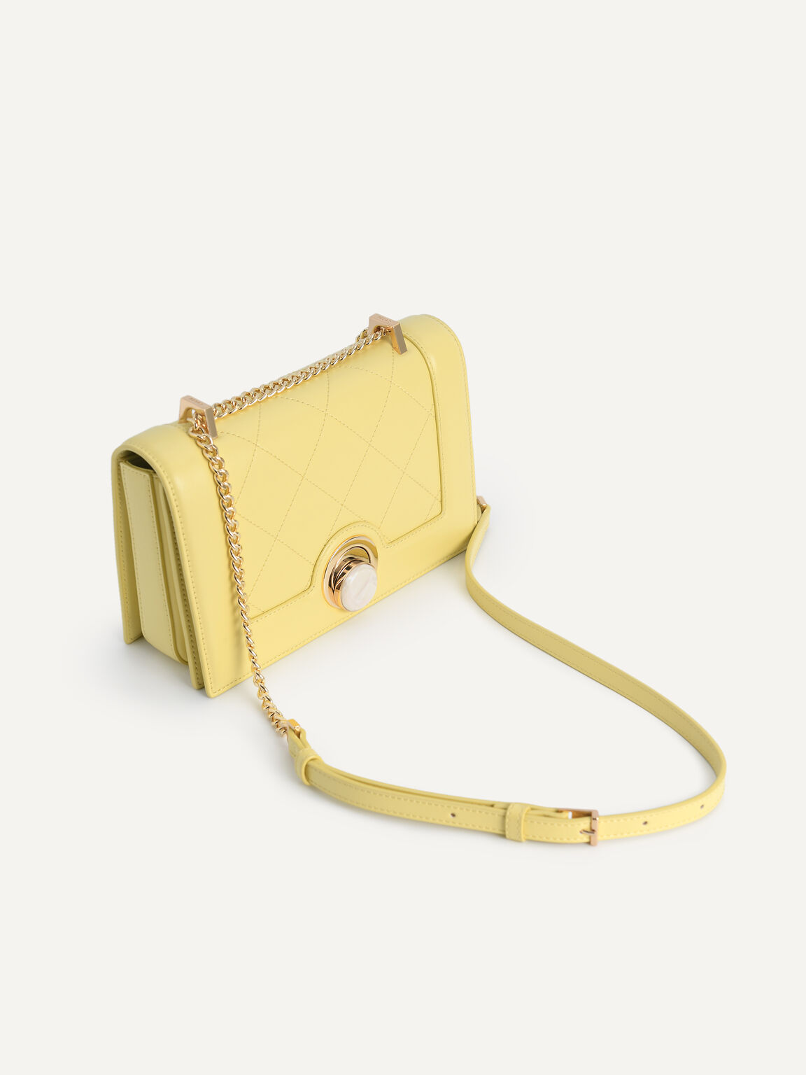 Quilted Shoulder Bag, Light Yellow