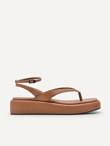 Ankle Strap Flatform Sandals, Camel