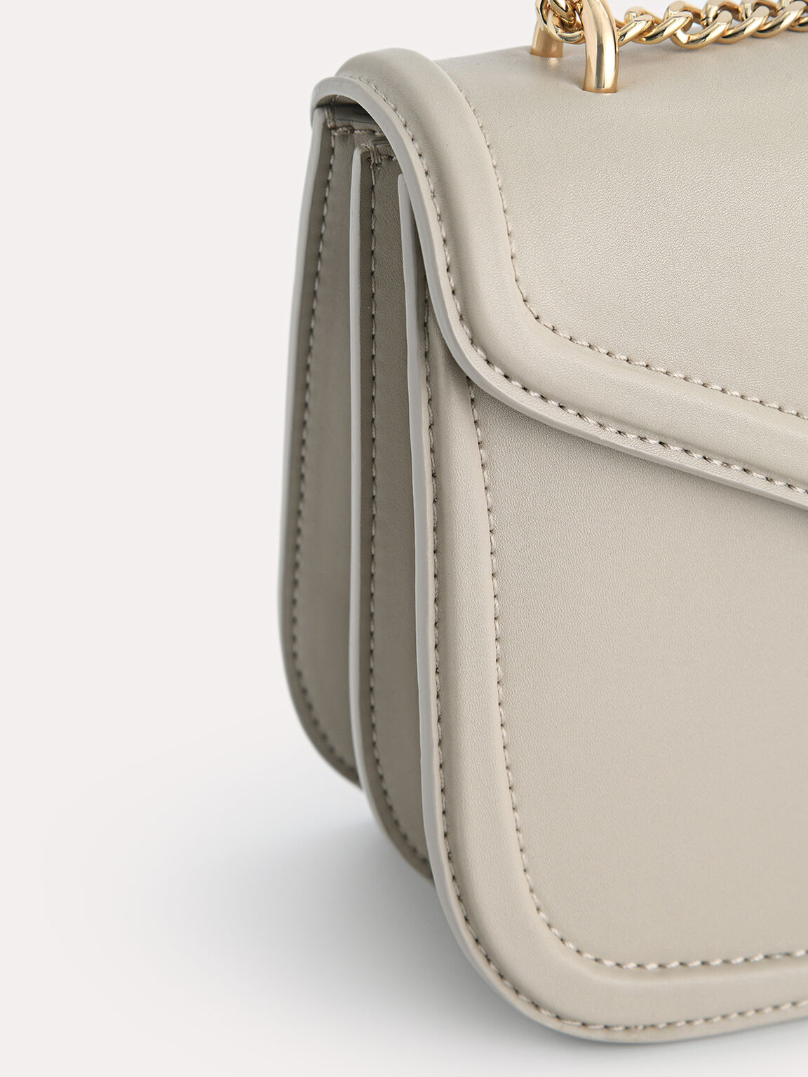 Leather Shoulder Bag, Taupe