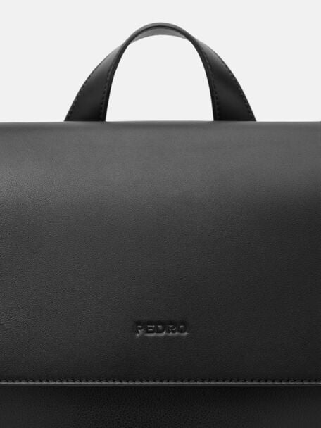 Tex Leather Backpack, Black Tumble