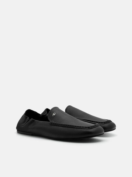 Gabrielle Leather Loafers, Black