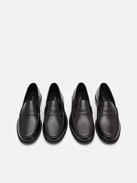 Keith Leather Penny Loafers, Mahogany