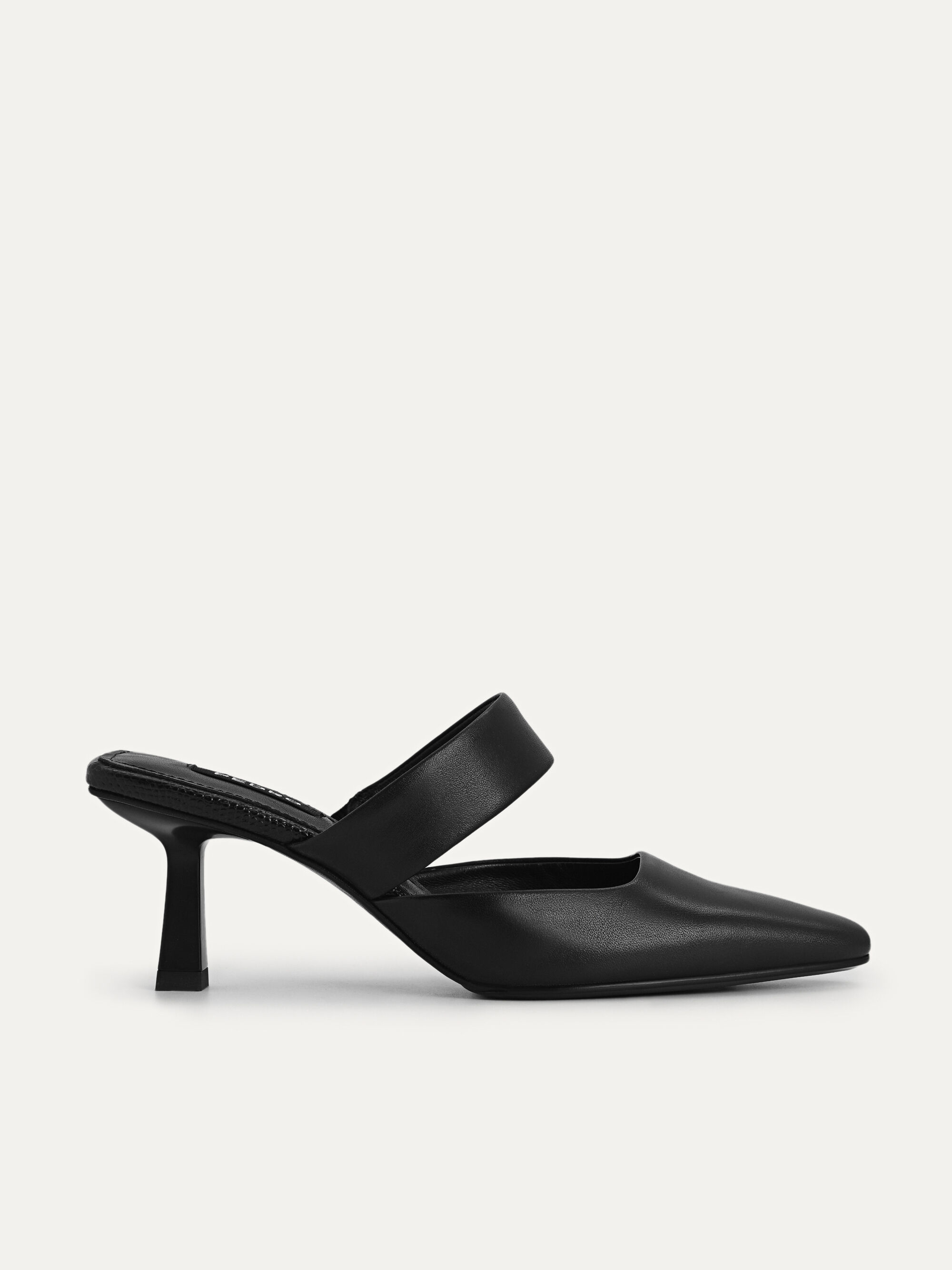 Black Leather Heeled Mules - PEDRO US